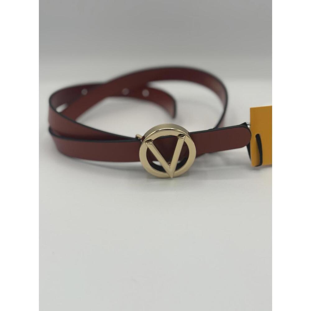 Mario Valentino logo Tan  Baby Belt Small Gold Buckle NWT